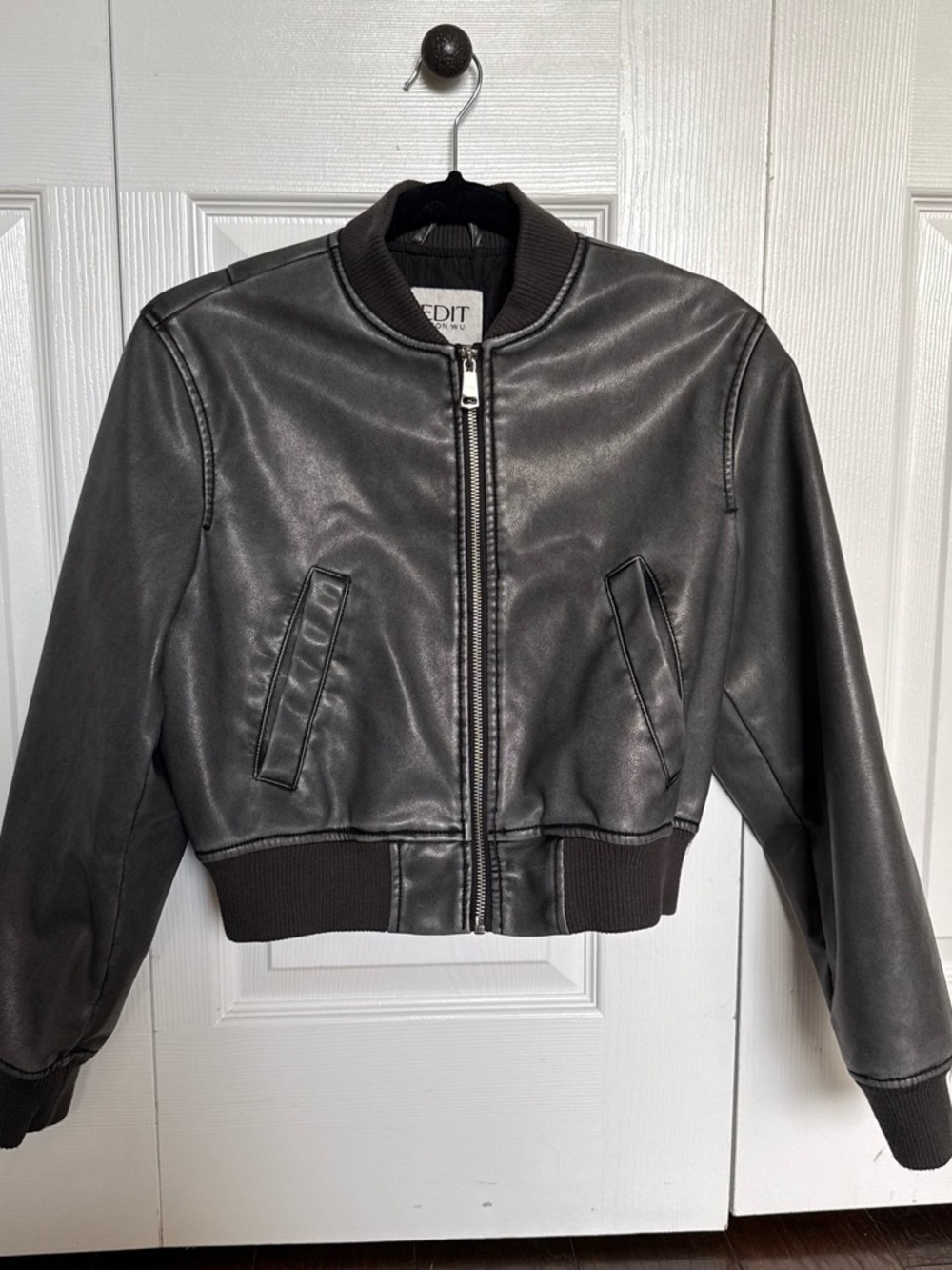 Jason Wu Edit Black Leather Bomber Jacket